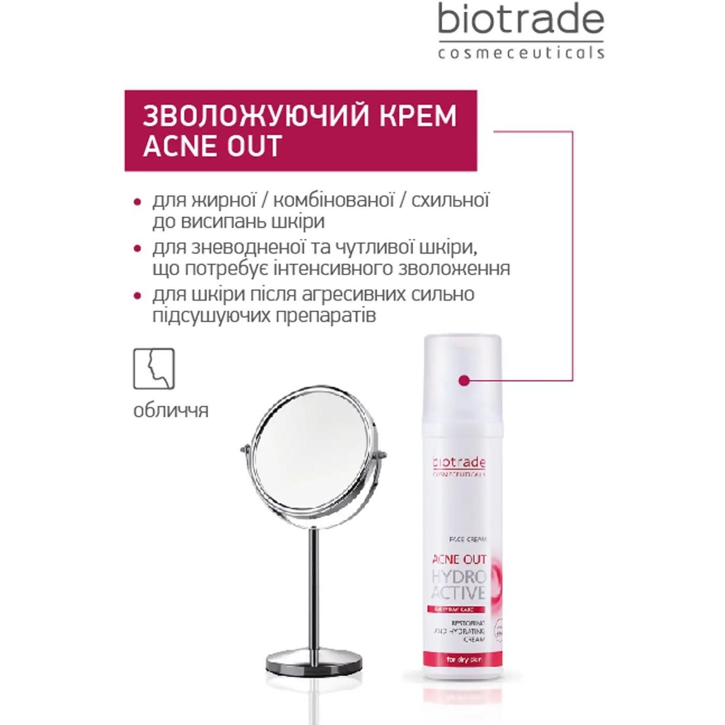Зволожувальний крем для обличчя Biotrade Acne Out Hydro Active 60 мл (3800221840396) - фото 2