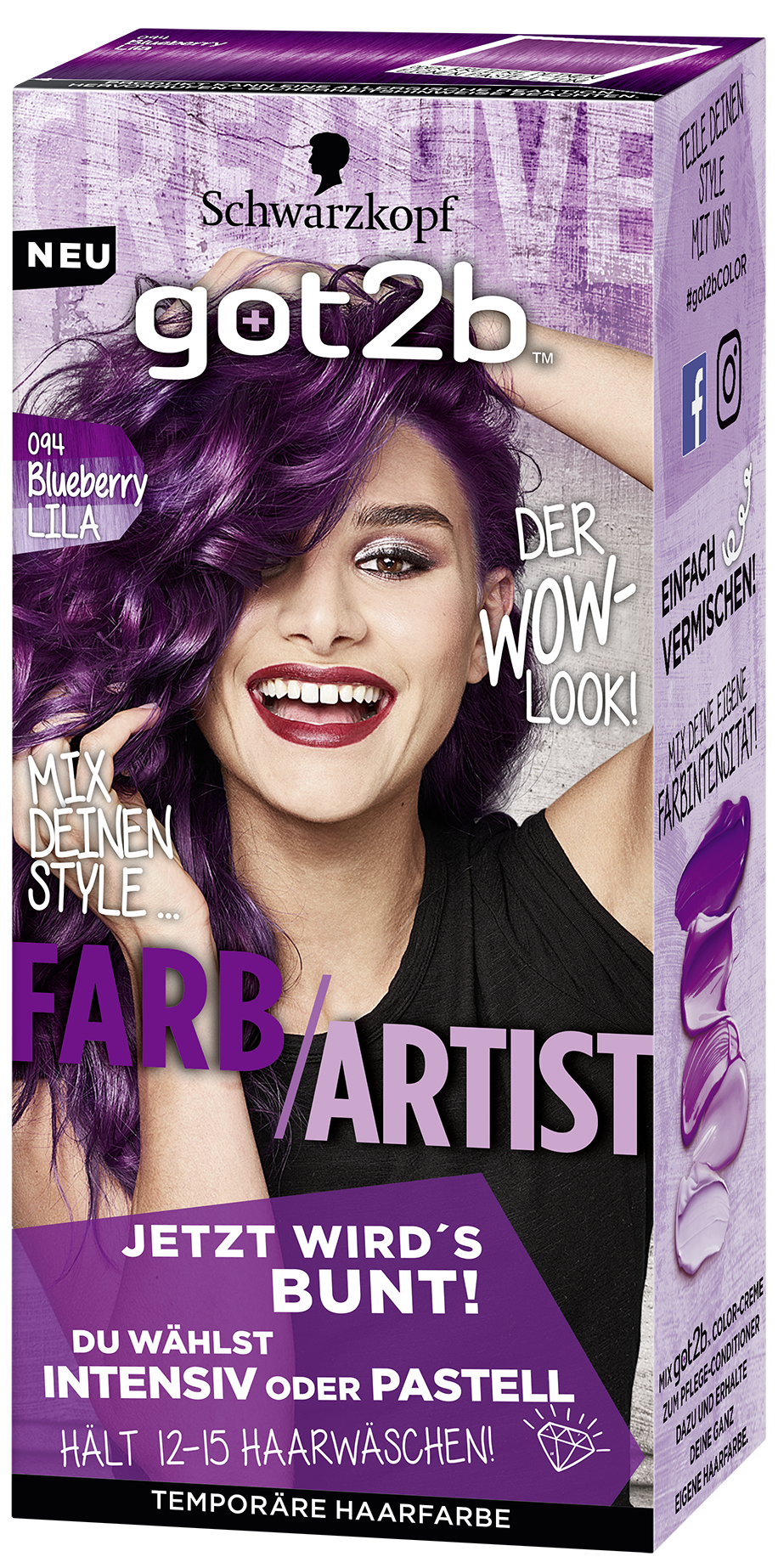 Тонуюча фарба для волосся Got2b Farb Artist 094 Фіолетовий Панк, 80 мл - фото 1