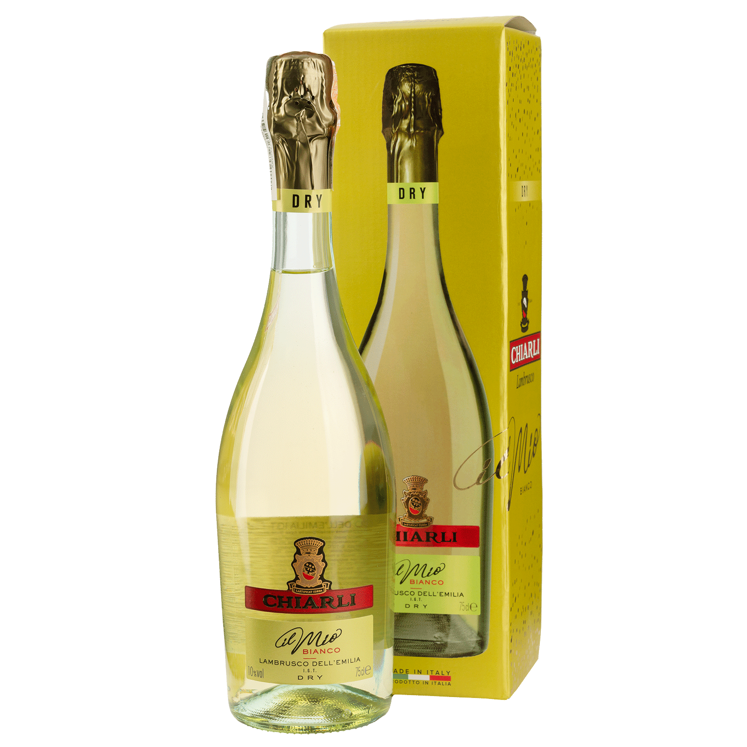 Вино игристое Chiarli Lambrusco dell 'Emilia Bianco Dry, белое, сухое, 10%, 0,75 л подарочная упаковка (Q7855) - фото 1