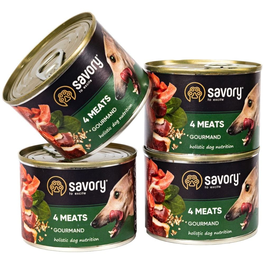 Набір вологих кормів для дорослих собак Savory Gourmand 3+1 з чотирма видами м'яса 800 г (4 шт. х 200 г) - фото 3