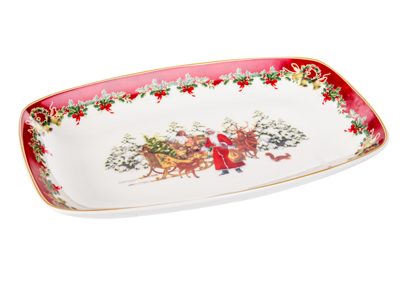 Блюдо Lefard Christmas Collection 38х19 см красное с белым (986-125) - фото 2