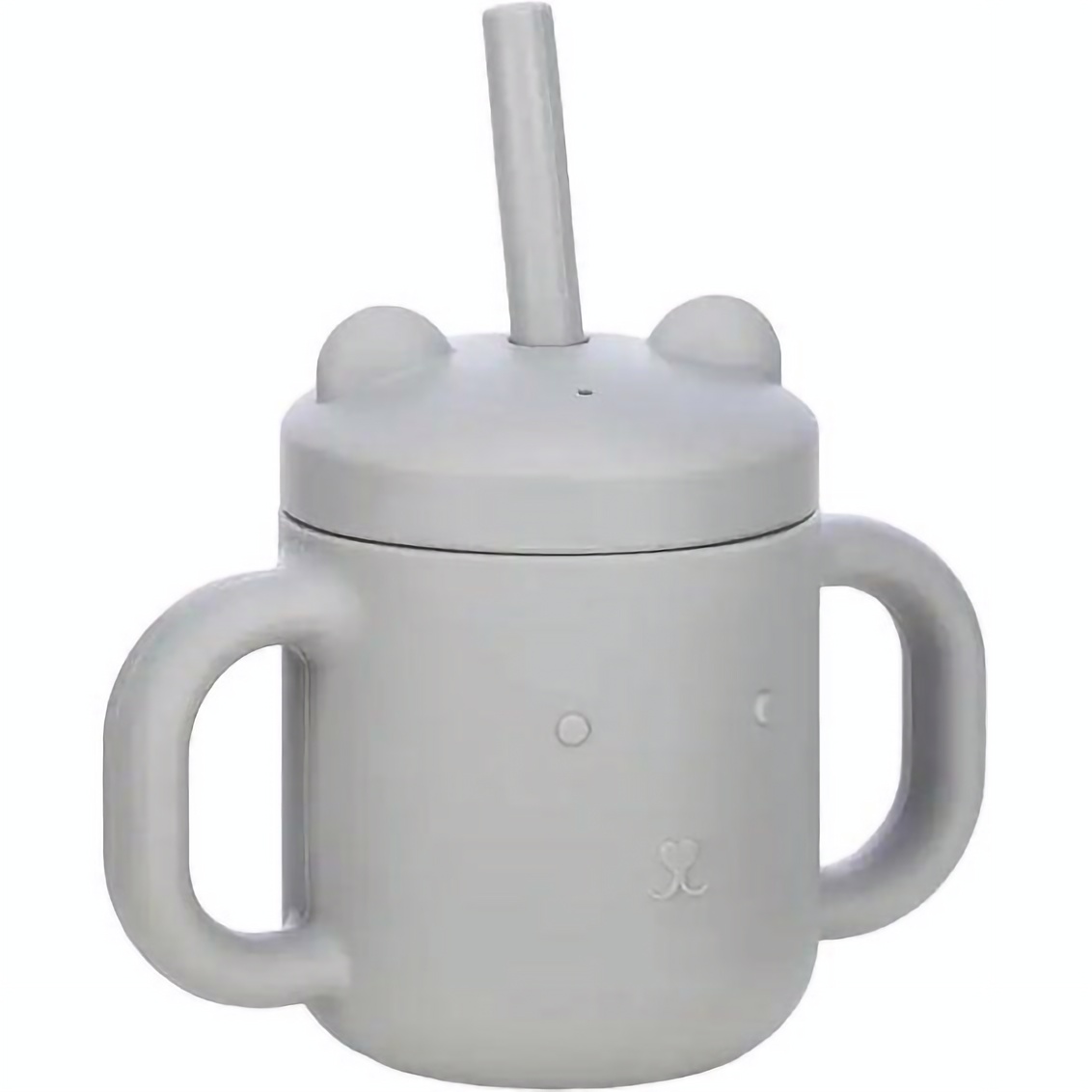 Силиконовая детская чашка FreeOn Silicone с ручками и соломинкой серая (46347) - фото 1