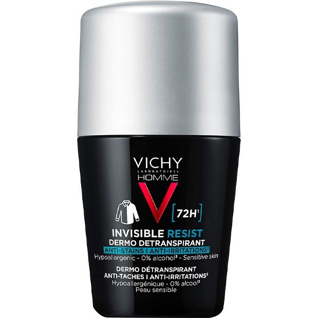 Шариковый дезодорант-антиперспирант Vichy Homme Invisible Resist 72 часа защиты 50 мл - фото 1