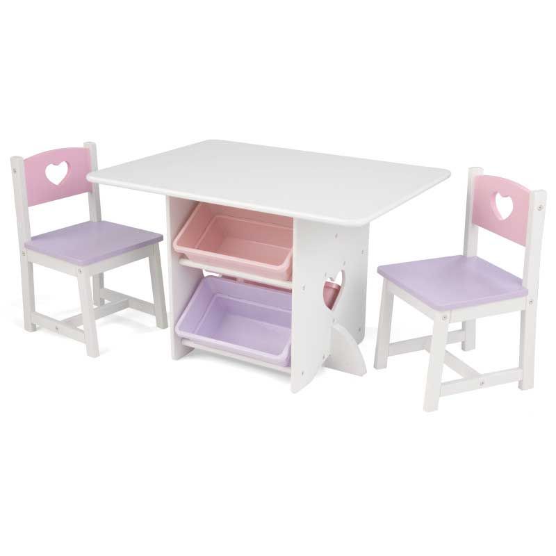 Детский стол с ящиками и двумя стульями KidKraft Heart Table & Chair Set, розовый (26913) - фото 1