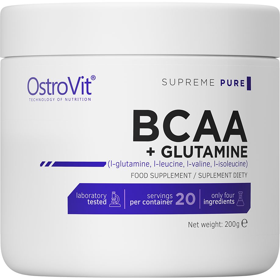 Амінокислоти OstroVit BCAA + Glutamine Natural 200 г - фото 1