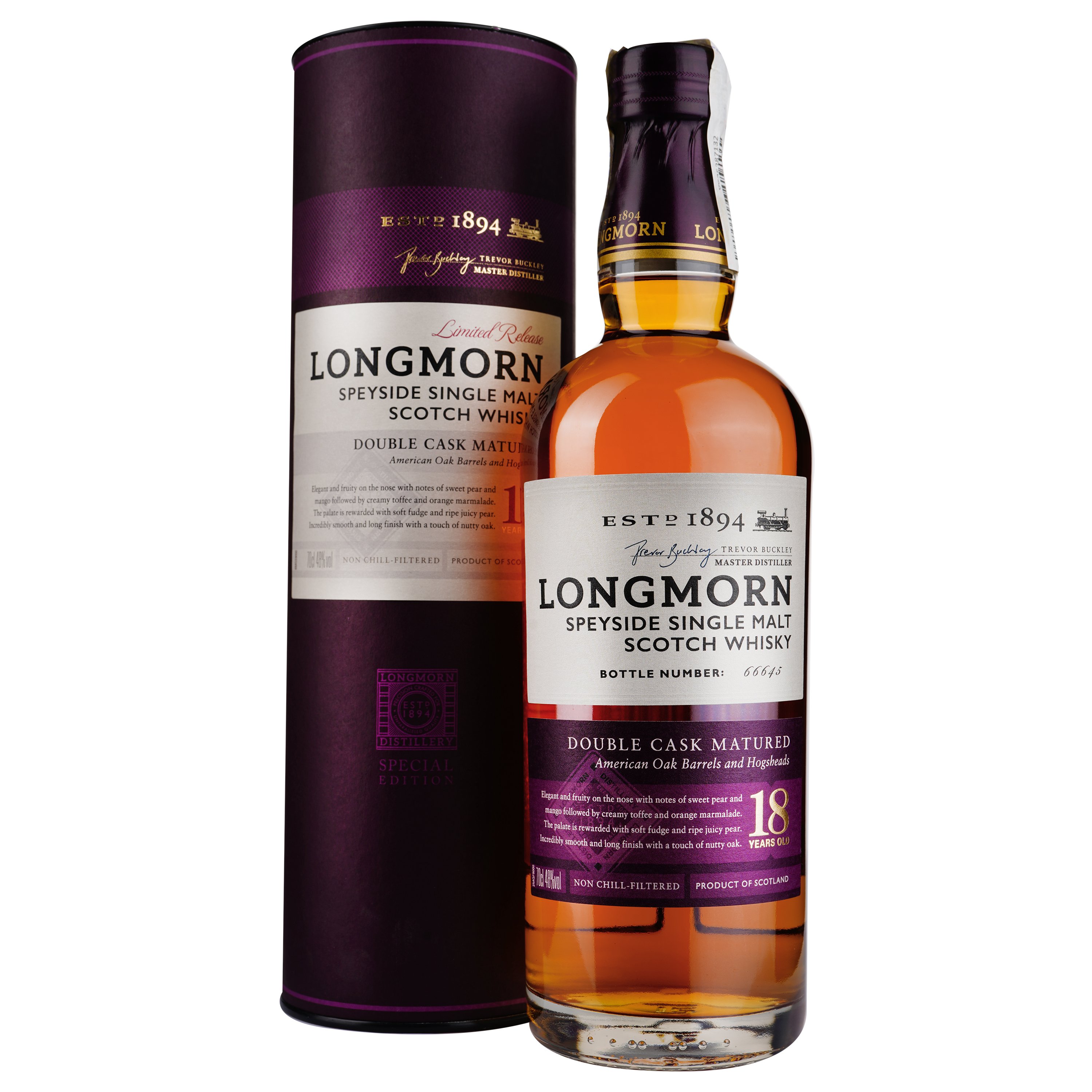 Виски Longmorn 18 yo Speyside Single Malt Scotch Whisky, 48%, 0,7 л (828594) - фото 1