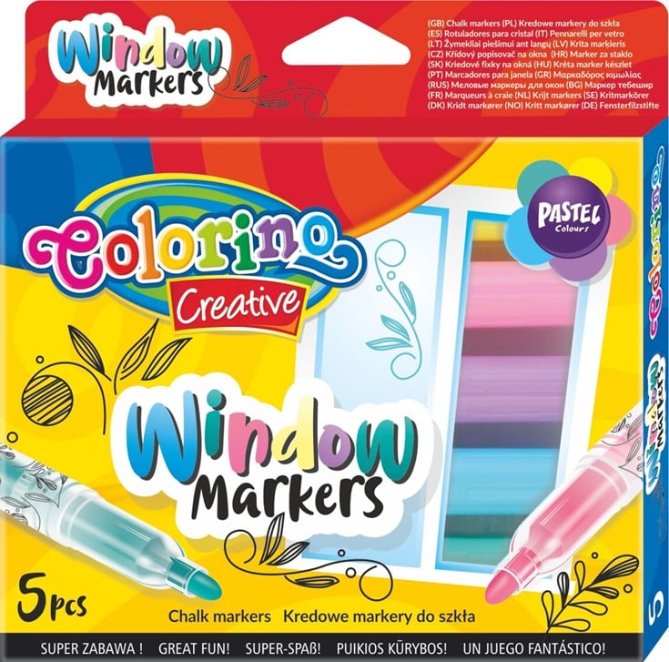 Смываемые маркеры Colorino, для рисования на стекле, 5 цветов (39637PTR) - фото 1