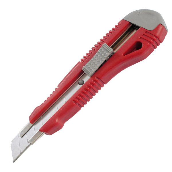 Нож канцелярский Axent с автофиксатором красный + 2 лезвия (6602-A) - фото 2