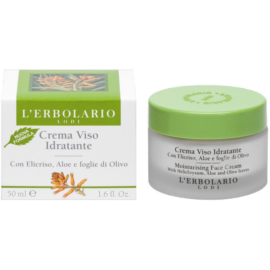 Крем для лица L'Erbolario Crema Viso Idratante с цмином, алоэ и листьями оливы, увлажняющий, 50 мл - фото 1