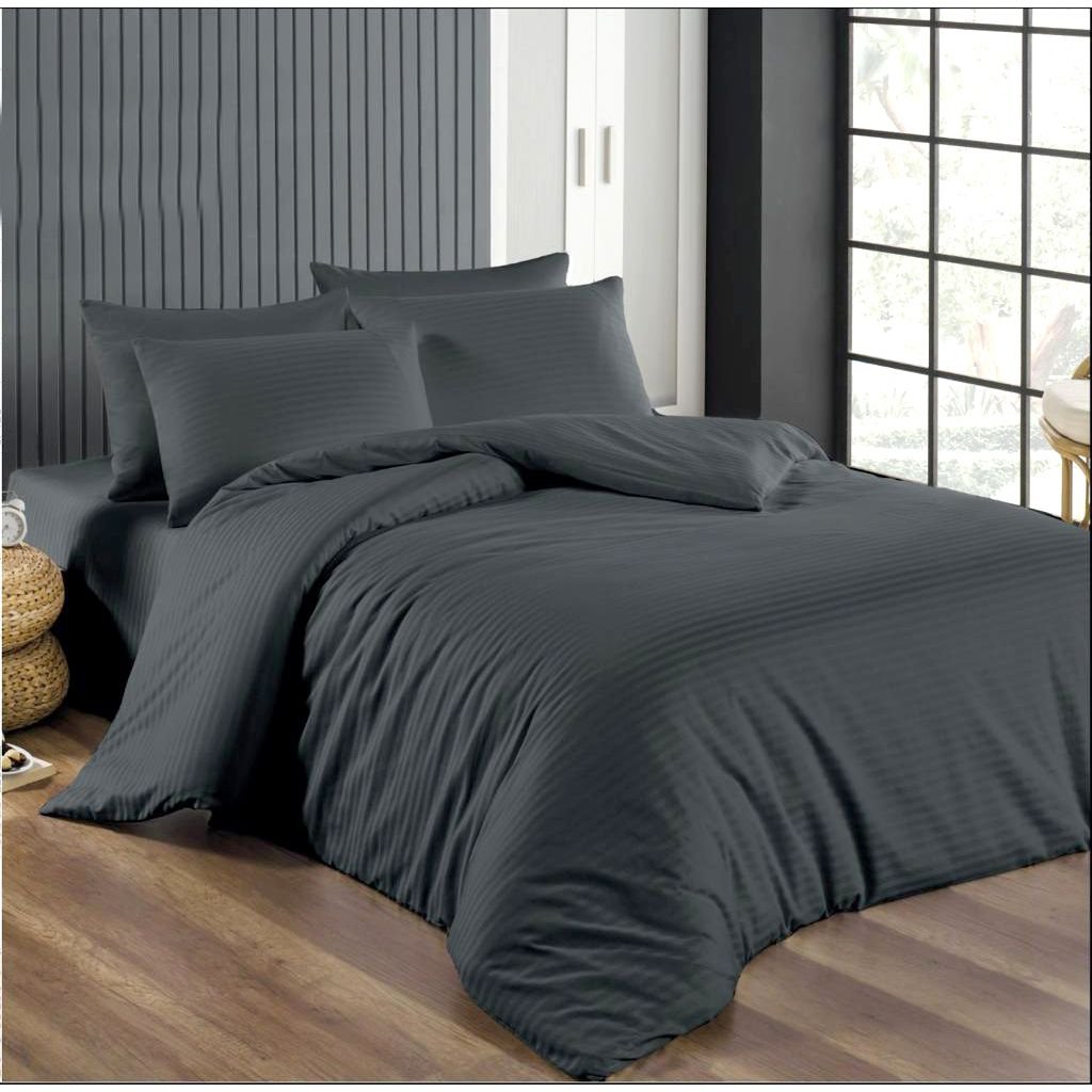 Комплект постельного белья LightHouse Sateen Stripe Antracit евростандарт темно-серый (603592_2,0) - фото 1