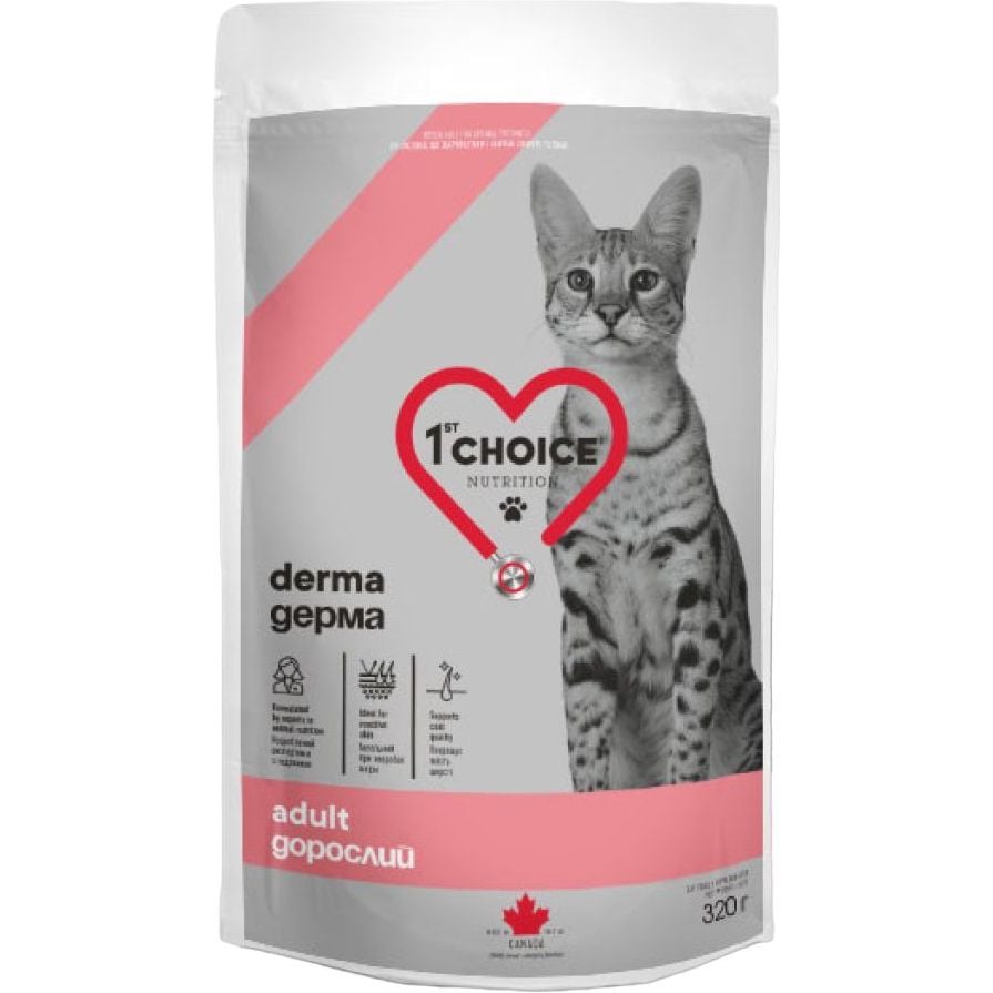 Сухий корм для котів 1st Choice Adult Derma, дієтичний, 320 г - фото 1