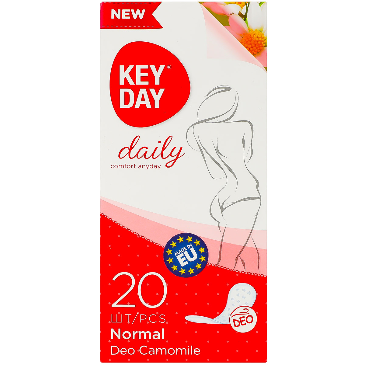 Щоденні гігієнічні прокладки Key Day Daily Normal Deo Ромашка 20 шт. - фото 1