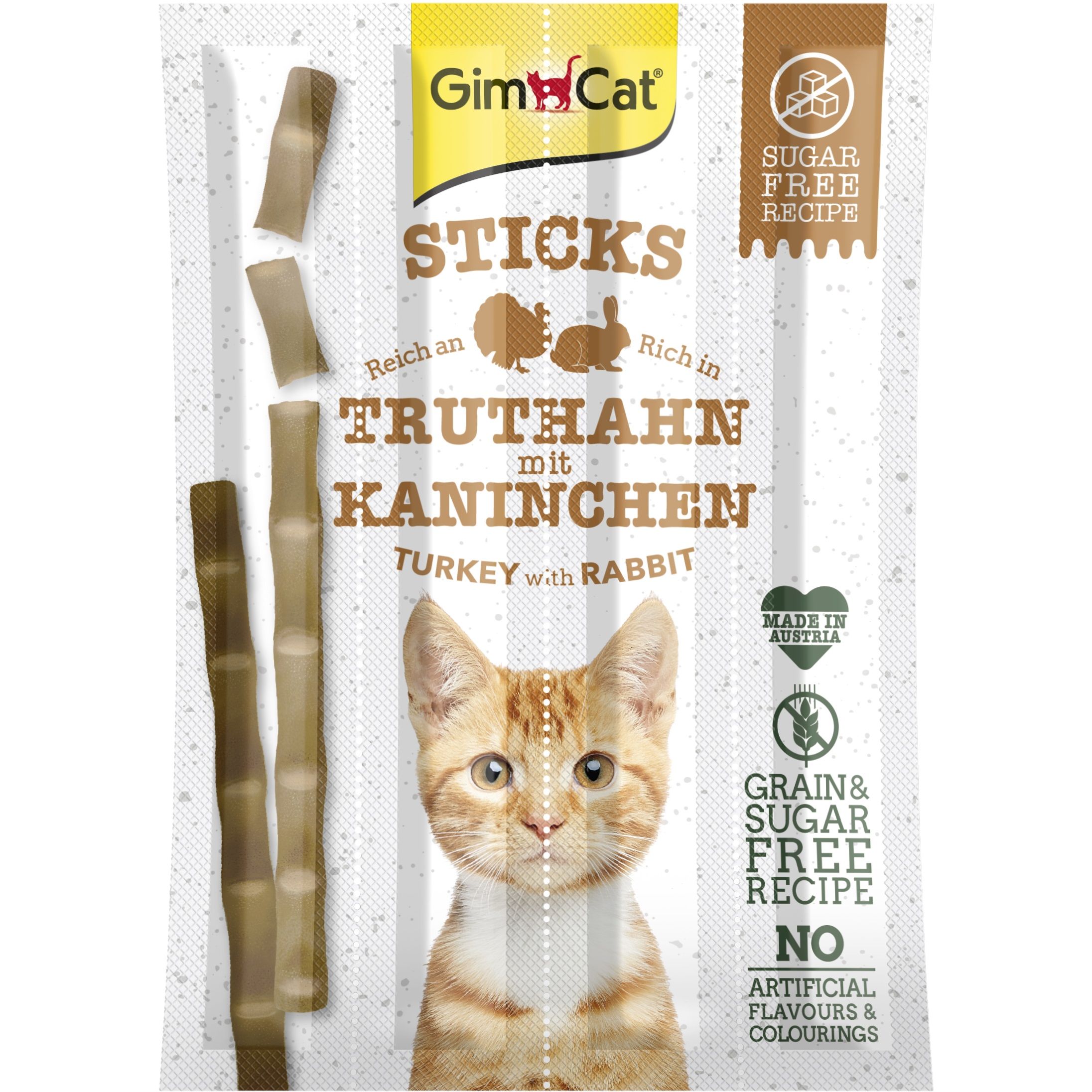 Уценка! Лакомство для кошек GimCat Sticks Turkey and Rabbit с индейкой и кроликом 20 г. Срок годности до 07.2024 - фото 1