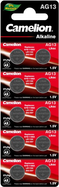 Батарейки Camelion 1,5V AG 13 LR44 Alkaline, 10 шт. (AG13-BP10) - фото 1