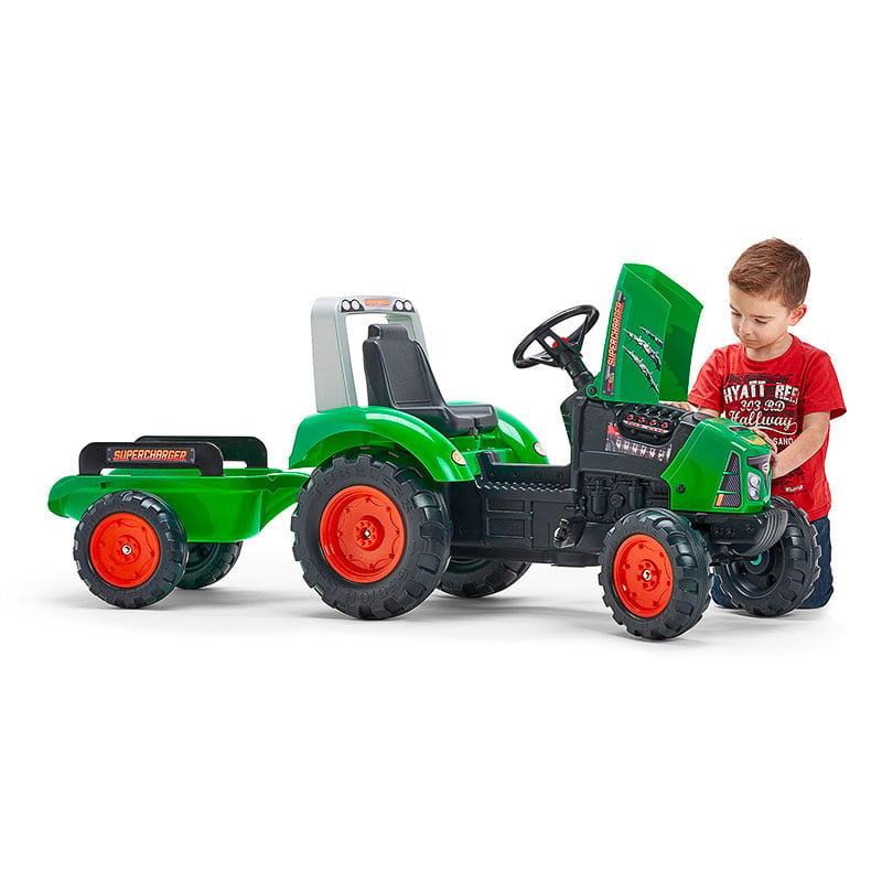 Детский трактор Falk 2021AB на педалях, с прицепом, зеленый (2021AB) - фото 3