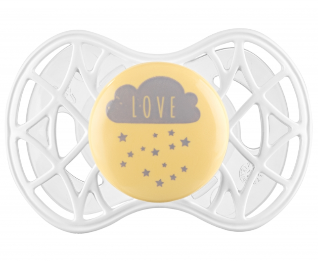 Силіконова симетрична пустушка Nuvita Air55 Cool Love, 6-12 міс., жовтий (NV7085SC) - фото 1