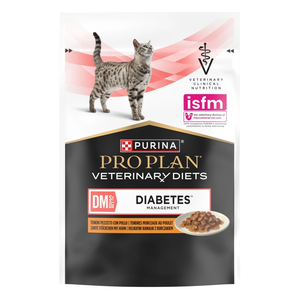 Набір паучів Purina Pro Plan Veterinary Diets DM St/Ox Diabetes Managment для регулювання глюкози шматочки у підливці з куркою 10 шт. х 85 г - фото 3