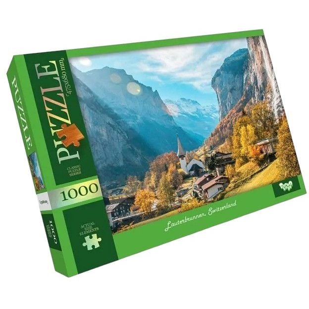 Пазли класичні Danko Toys C1000-12-01-10 Lauterbrunnen, Switzerland 1000 елементів - фото 1