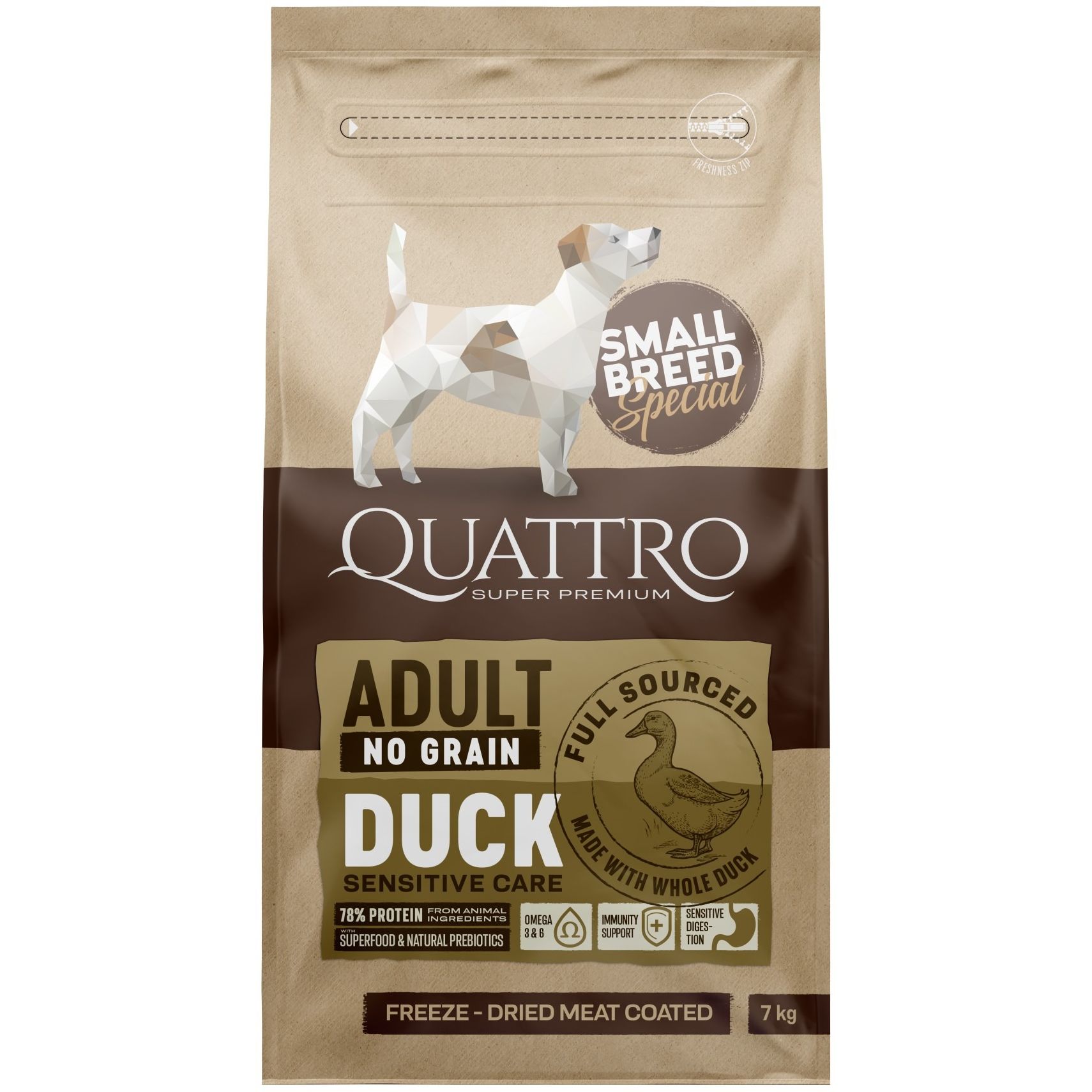 Сухий корм Quattro Adult Duck Small Breed для собак дрібних порід з качкою 7 кг - фото 1