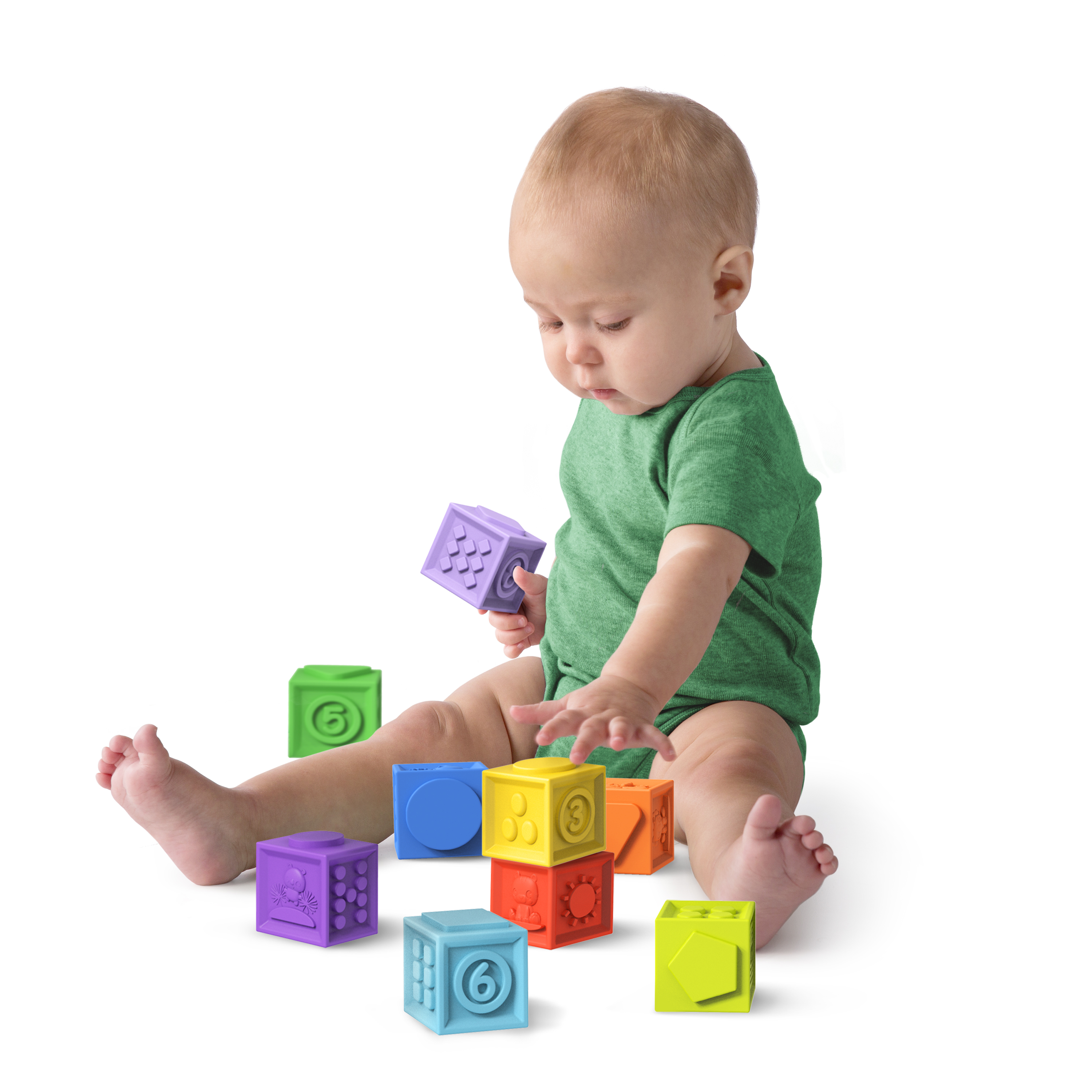 Силиконовые кубики Bright Starts Stack&Squeeze Blocks, 9 шт. (12616) - фото 5