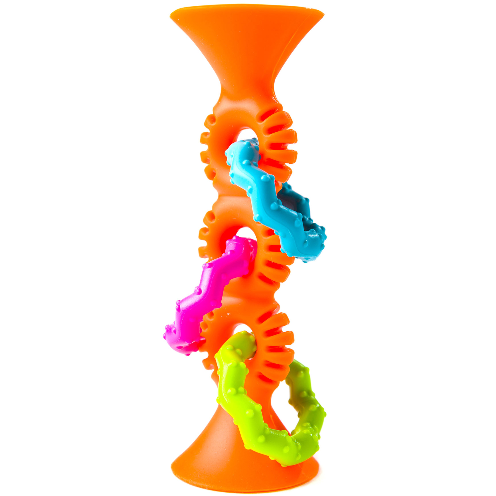 Прорезыватель-погремушка на присосках Fat Brain Toys pipSquigz Loops оранжевый (F165ML) - фото 1
