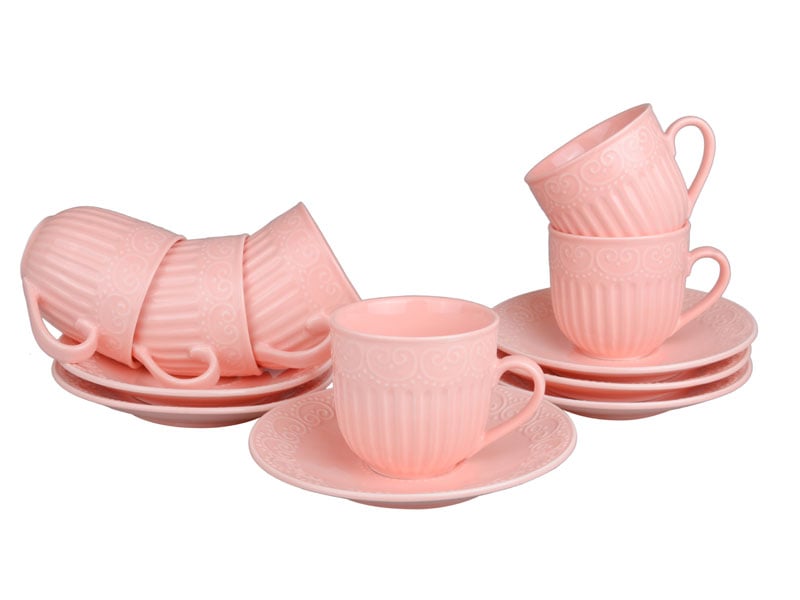 Чайний набір Lefard Ажур, рожевий, 12 предметів (722-123) - фото 1
