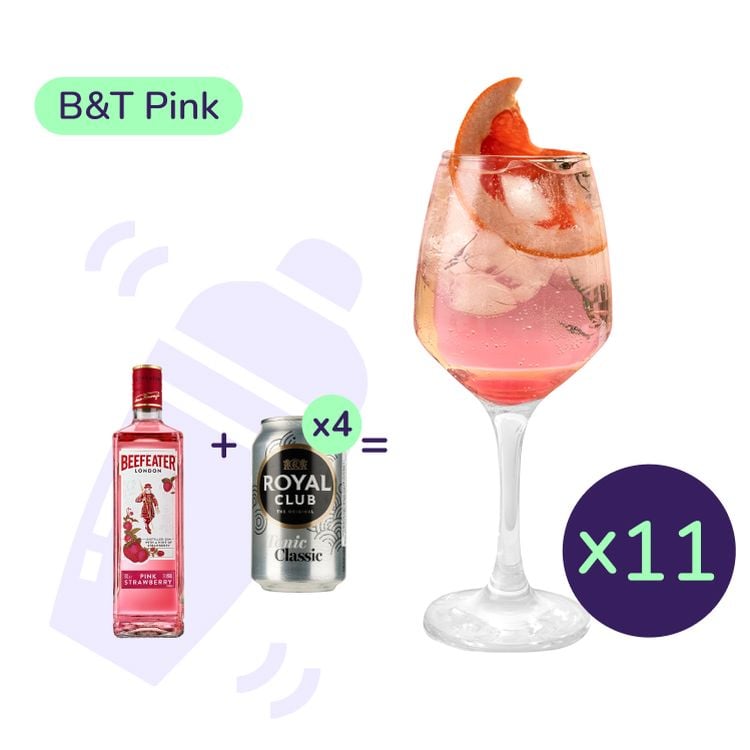 Коктейль B&T Pink (набір інгредієнтів) х11 на основі Beefeater Pink - фото 1