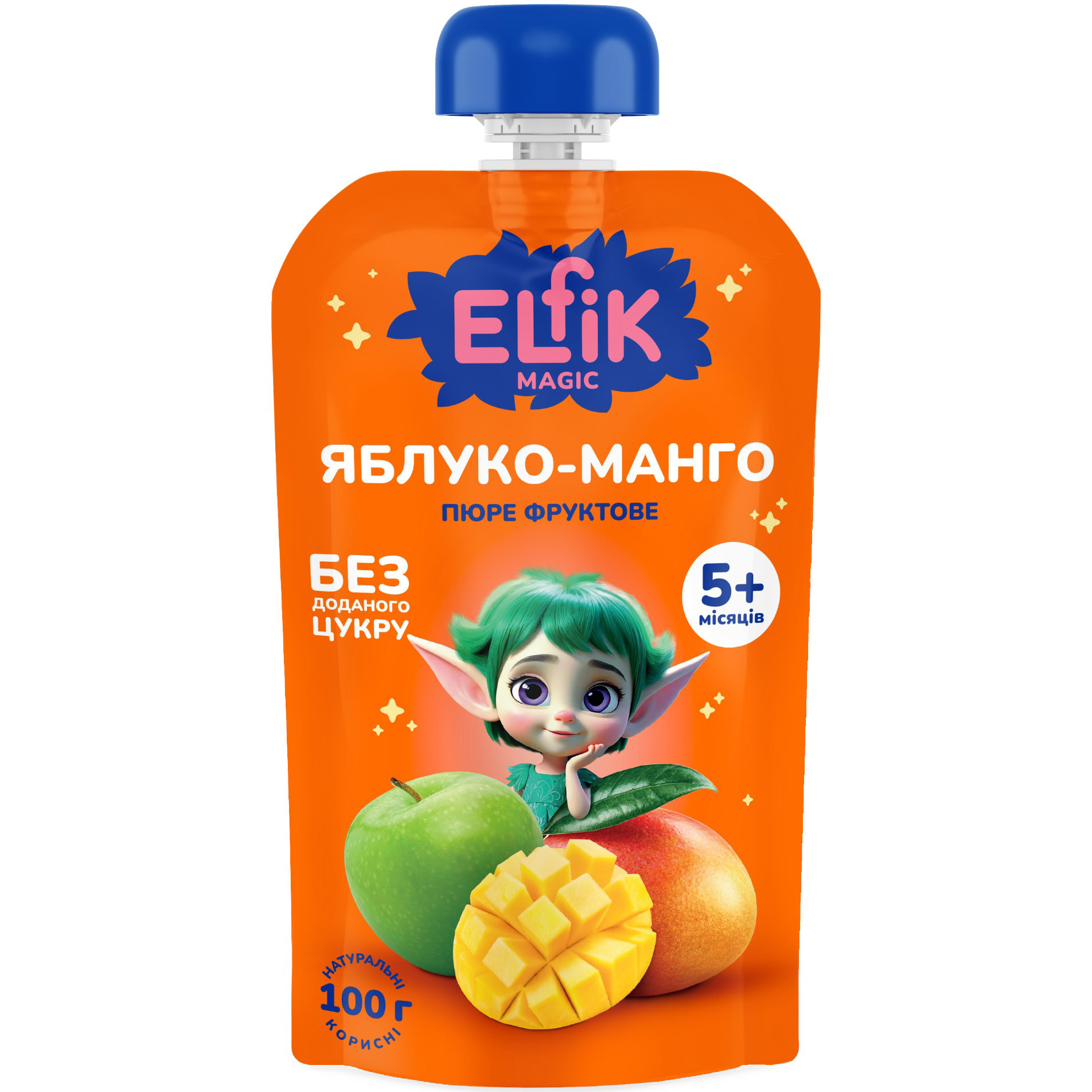 Пюре Elfik Magic з яблук та манго без доданого цукру 100 г - фото 1