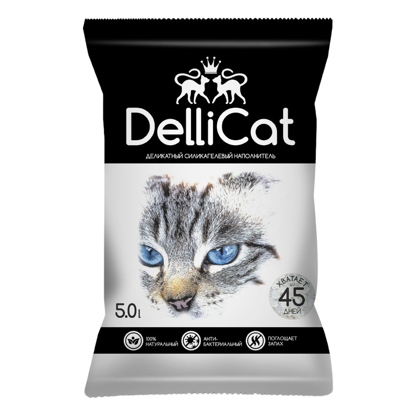 Силикагелевый наполнитель для кошачьего туалета DelliCat Black, 5 л (SGL023) - фото 1