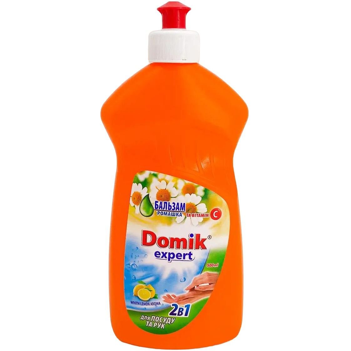 Бальзам для мытья посуды Domik Expert 2в1 Лимон, с защитой рук, 500 мл - фото 1