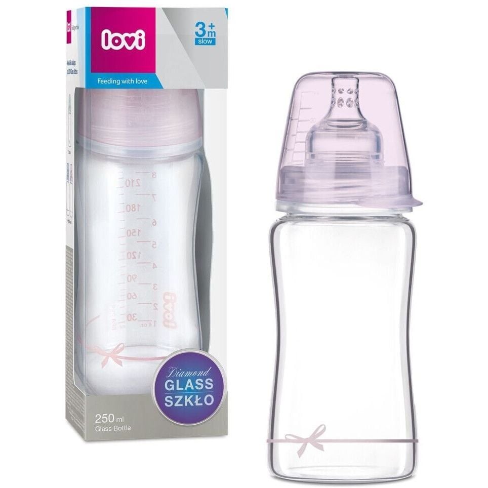 Пляшечка для годування Lovi Diamond Glass Baby Shower girl, 250 мл (74/204girl) - фото 2