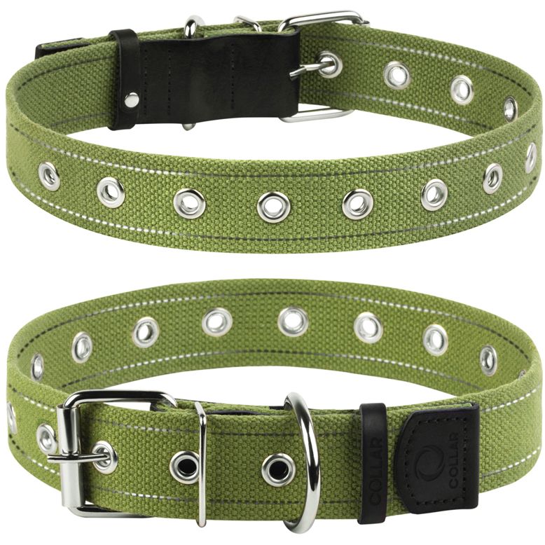 Нашийник для собак Collar, бавовняний, безрозмірний, 63x3,5 см, зелений - фото 3