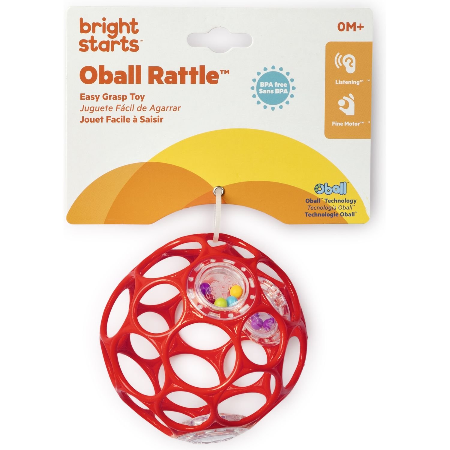 Игрушка-погремушка Bright Starts Oball Rattle красная (11487) - фото 3