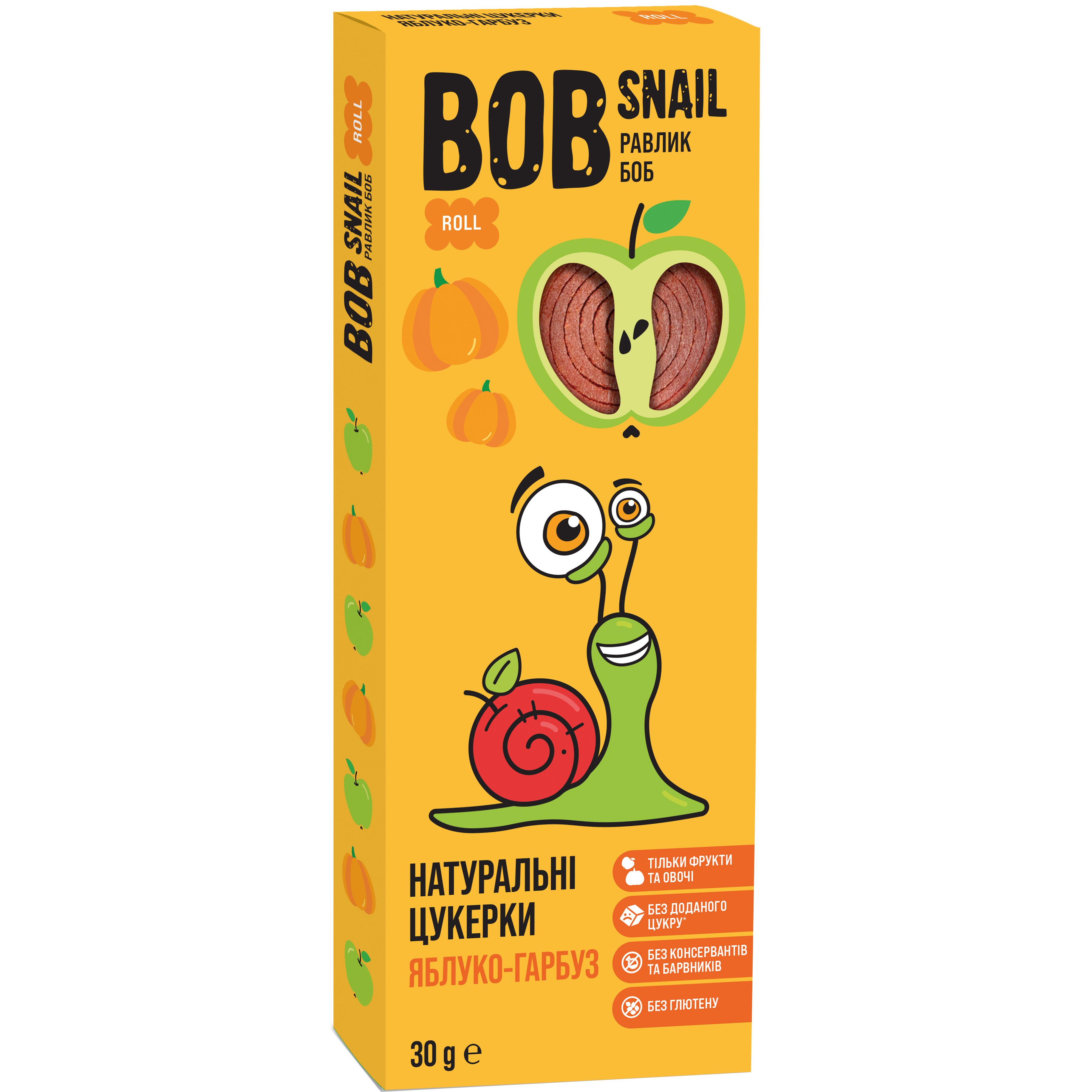 Фруктові яблучно-гарбузові цукерки Bob Snail 30 г - фото 1