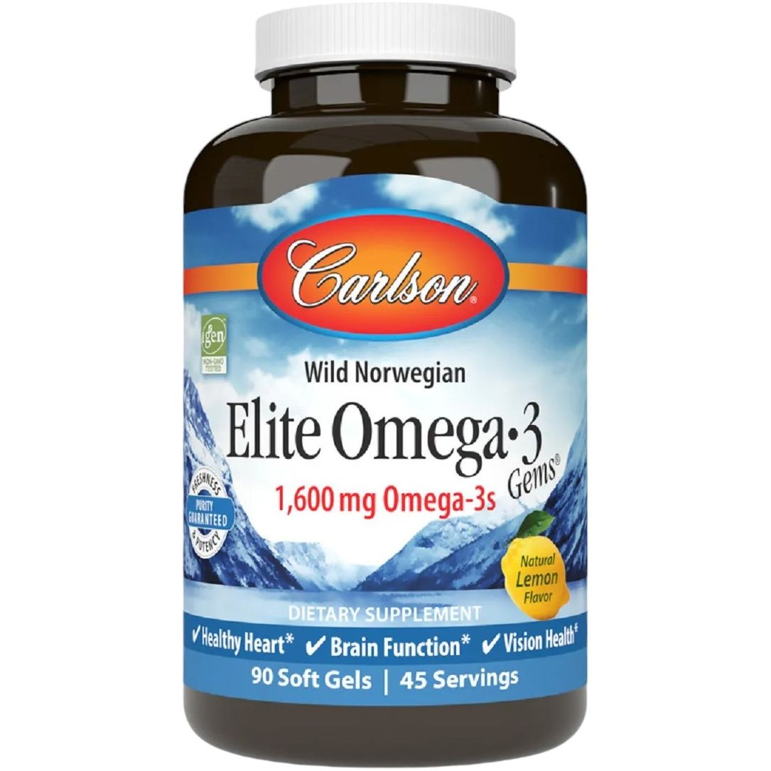 Омега-3 Carlson Elite Omega-3 Gems вкус лимона 90 желатиновых капсул - фото 1