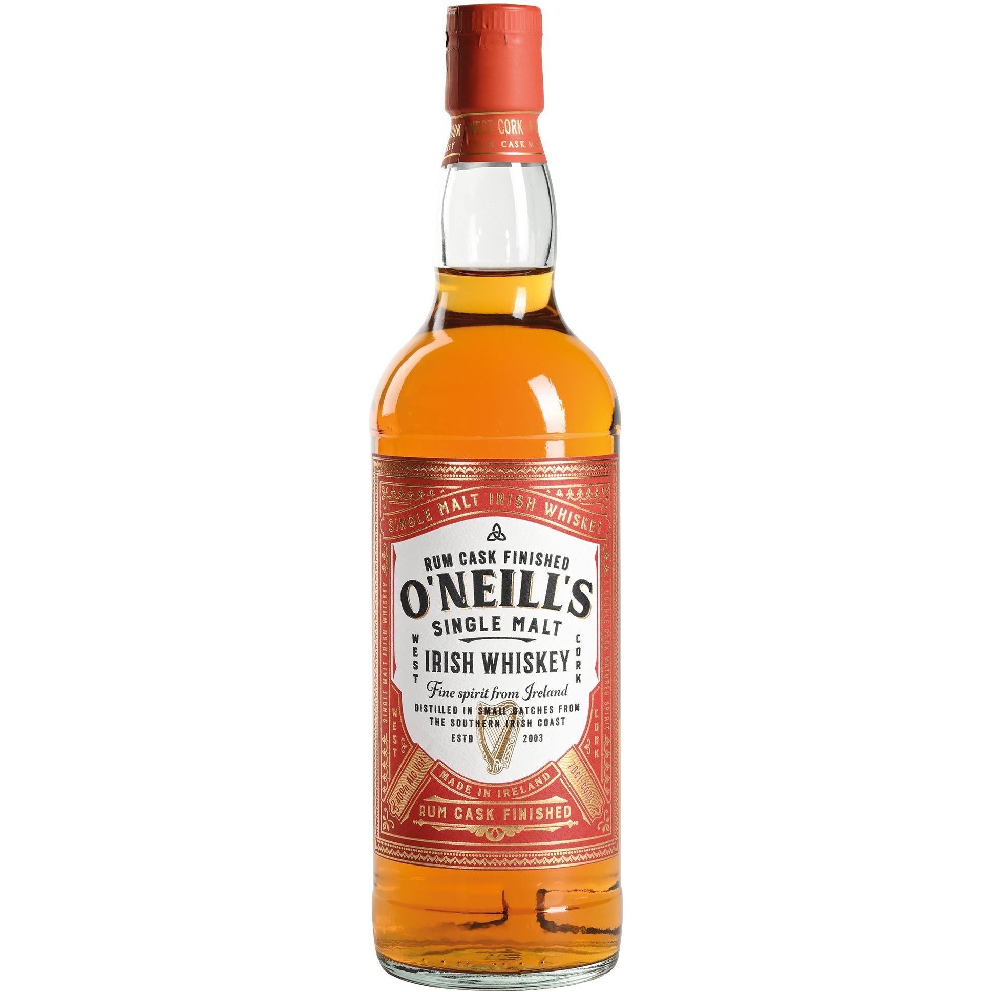 Виски O'Neills Rum Cask Finished Single Malt Irish Whiskey 40% 0.7 л - фото 1