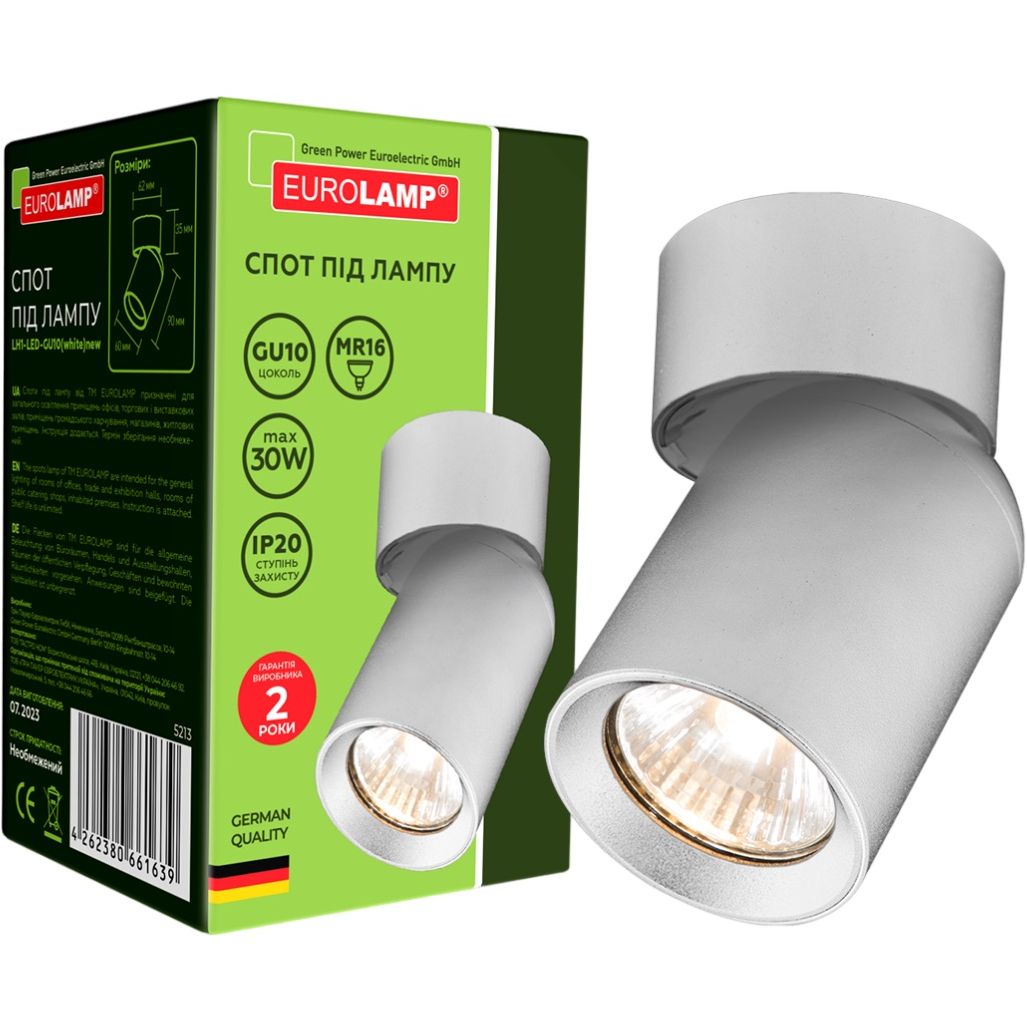 Светильник спот для ламп Eurolamp 1 х 30 Вт GU10 белый (LH1-LED-GU10(white)new) - фото 1