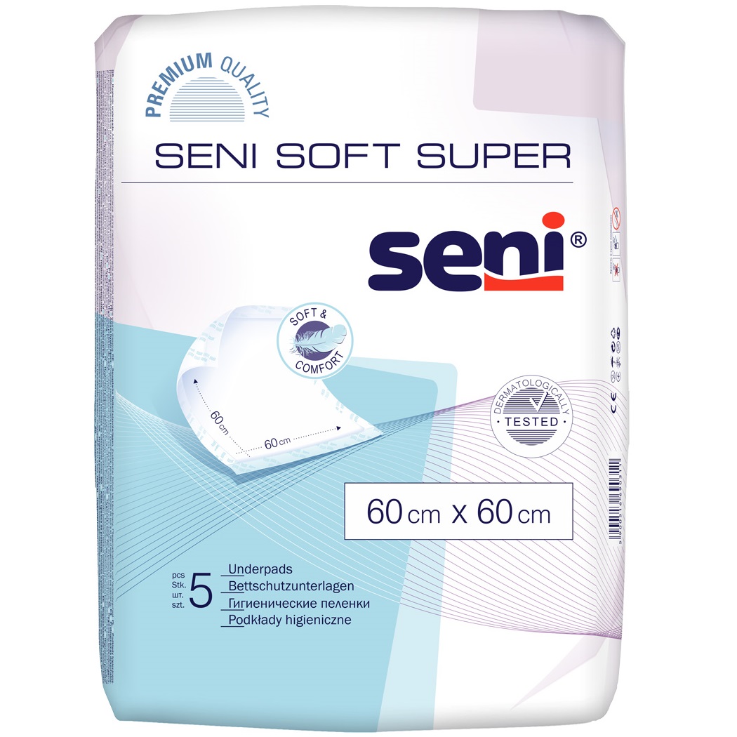 Одноразові пелюшки Seni Soft Super, 60х60 см, 5 шт. (SE-091-SU05-002) - фото 1