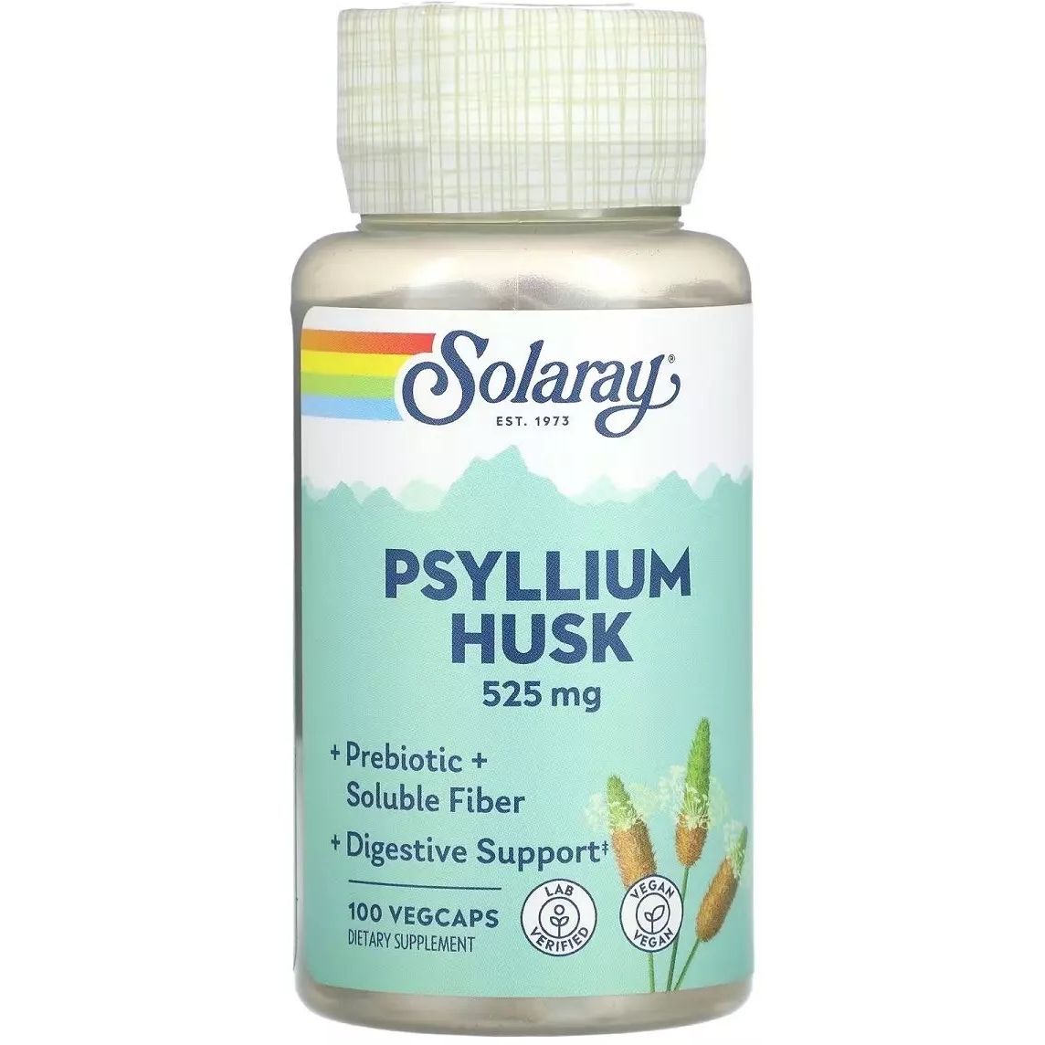 Лушпиння насіння подорожника Solaray Psyllium Husk 525 мг 100 вегетаріанських капсул - фото 1