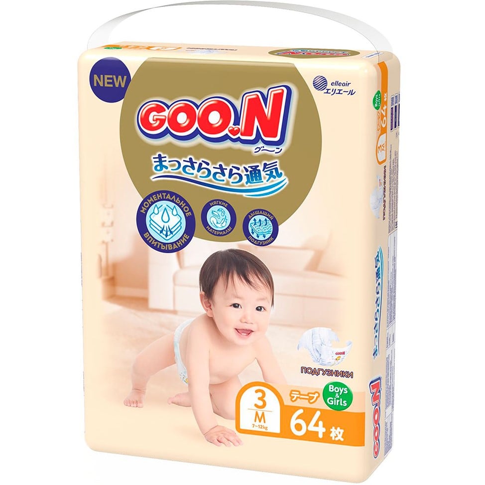 Подгузники на липучках Goo.N Premium Soft 3 (7-12 кг), 64 шт. - фото 2
