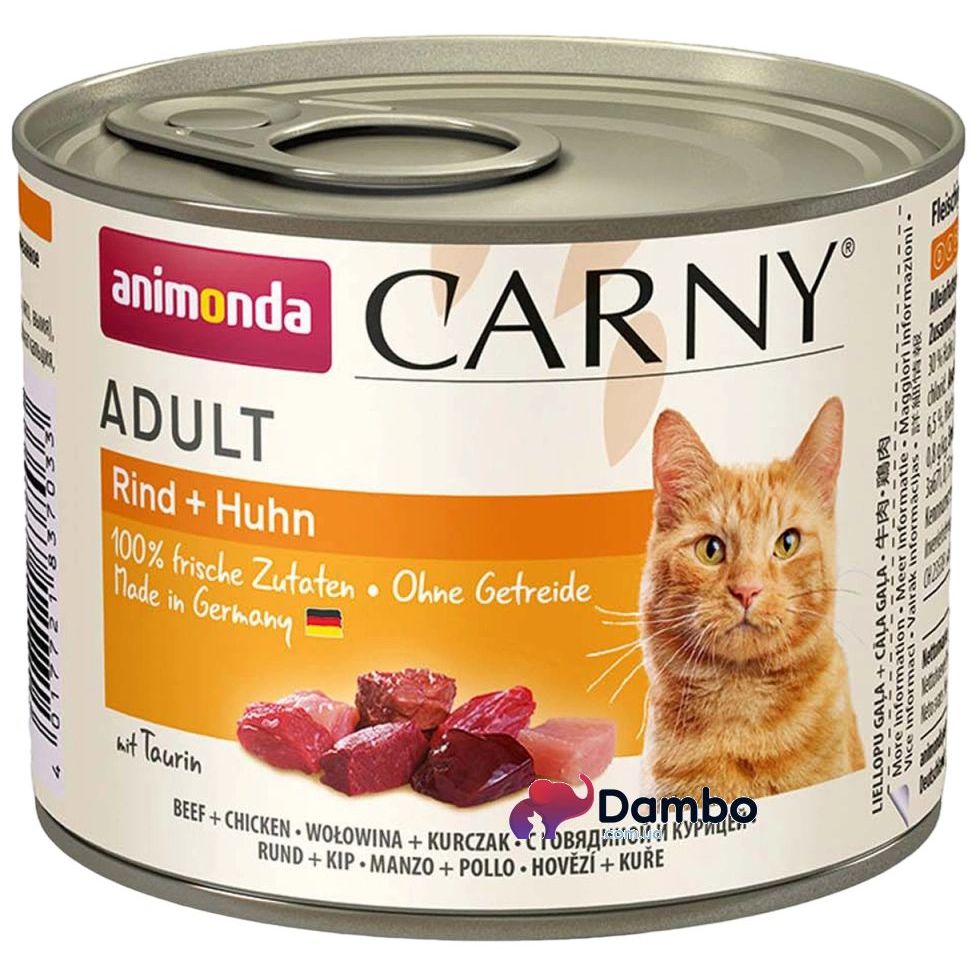 Вологий корм для котів Animonda Carny Adult Beef + Chicken, з яловичиною та куркою, 200 г - фото 1