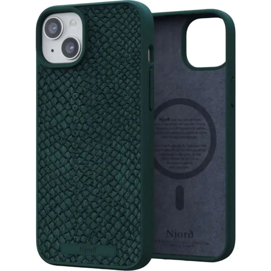 Чохол-накладка Njord Salmon Leather MagSafe Case Green для iPhone 15 Plus - фото 1