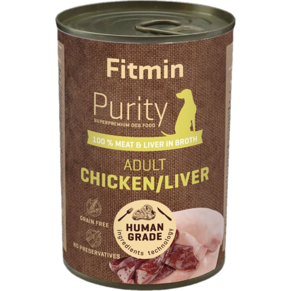 Вологий корм для собак Fitmin Purity Chicken/Liver 400 г - фото 1