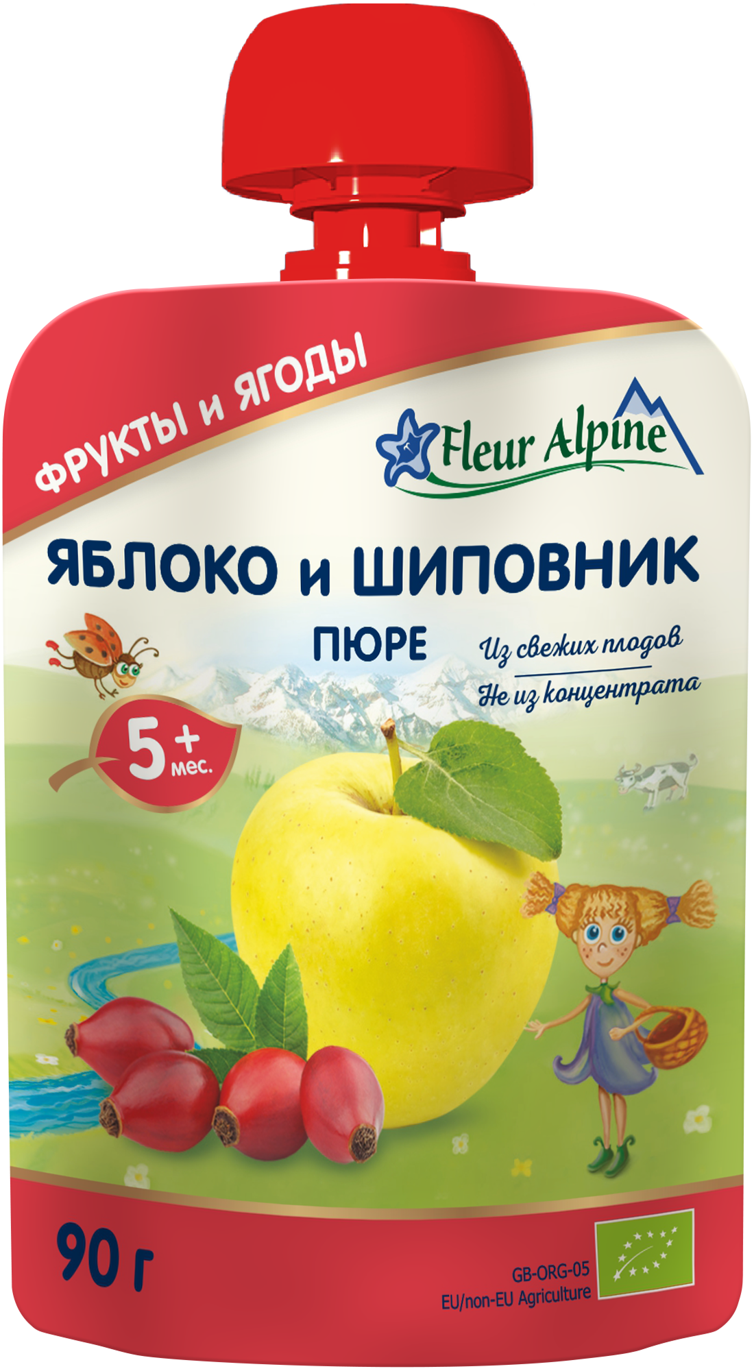 Пюре Fleur Alpine Pouch Органік Яблуко і шипшина, 90 г - фото 1
