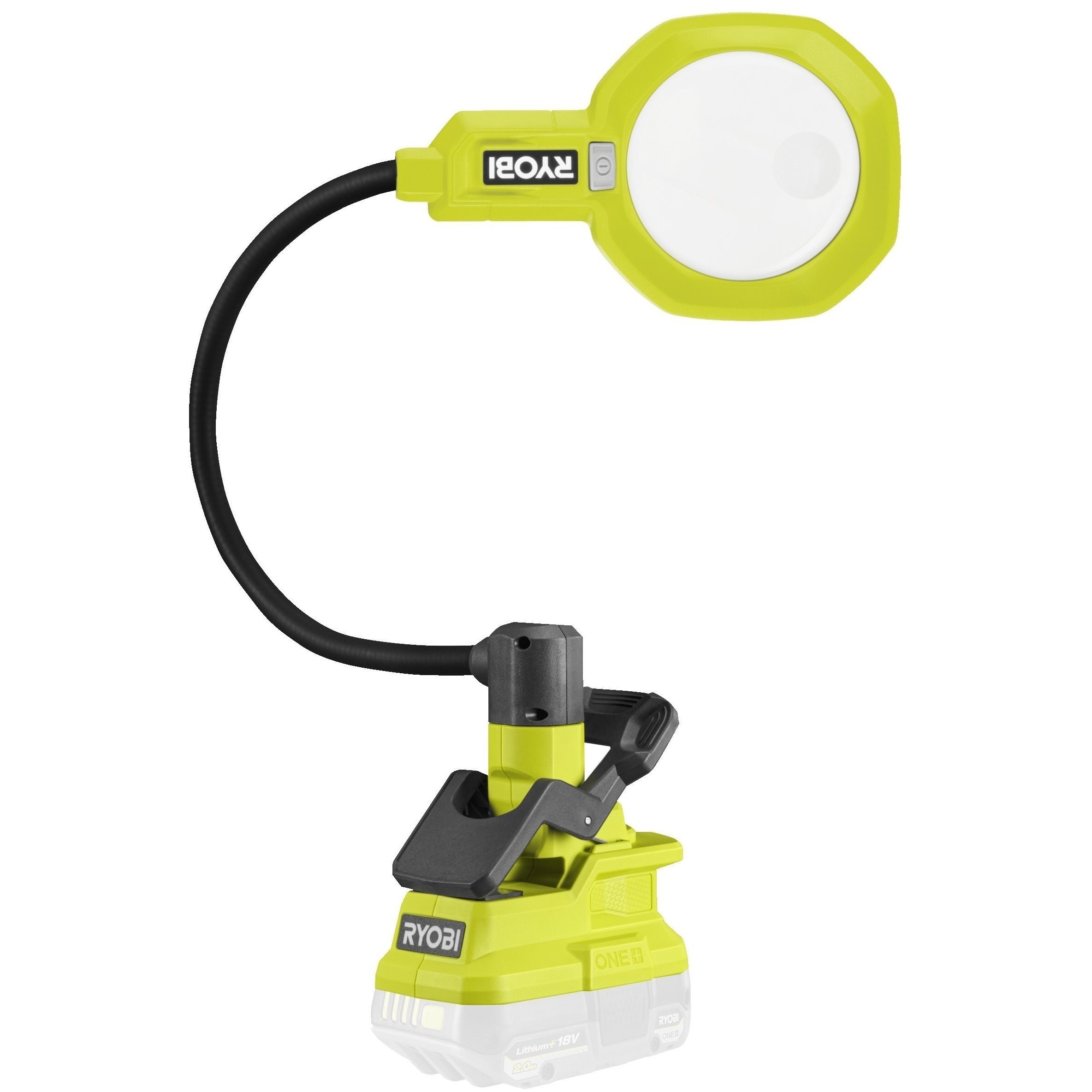 Ліхтар Ryobi One+ RML18-0, 18V, 500Lm, 2 режими, гнучка штанга, лінза 86 мм, без АКБ та ЗП (5133005669) - фото 1