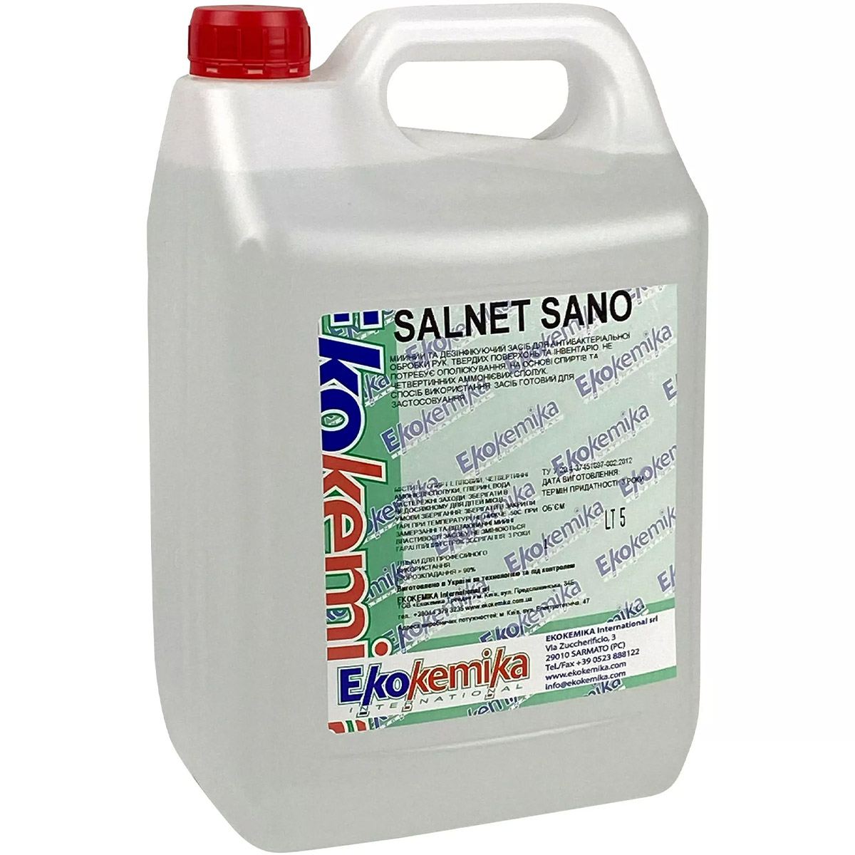 Антисептик спиртовий Ekokemika Salnet Sano для рук, обладнання та твердих поверхонь 5 л - фото 1