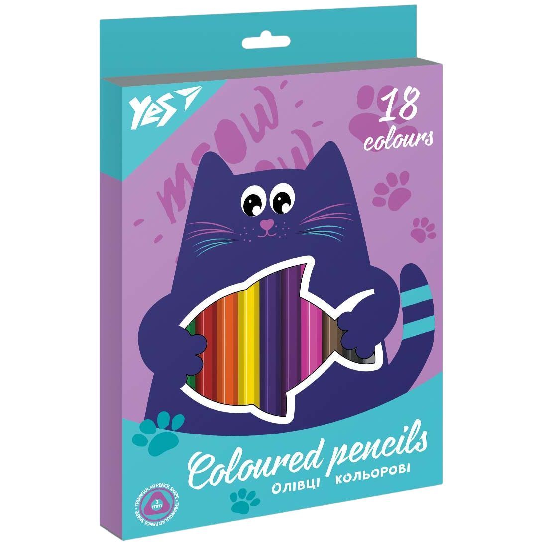 Олівці кольорові Yes Kittycon, 18 кольорів (290682) - фото 1