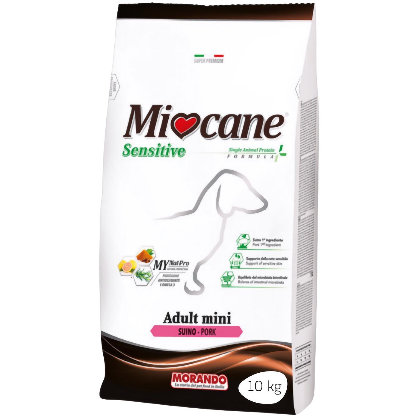 Монопротеїновий сухий корм для собак дрібних порід Morando MioCane Mini Sensitive Monoprotein, свинина, 10 кг - фото 1