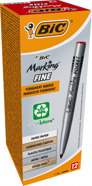 Маркер перманентний BIC Marking Fine Eco, 1,1 мм, чорний, 12 шт. (8209022) - фото 1