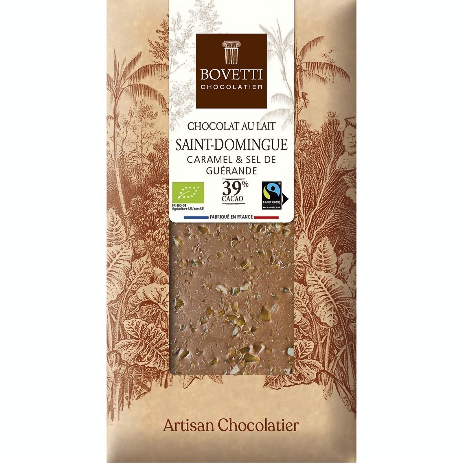 Шоколад молочний Bovetti Карамель та сіль органічний 100 г - фото 1